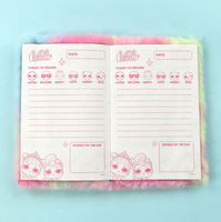 Carnet de notes scolaire A5/A6 mignon en peluche, couverture rose/orange avec pages imprimées, journal intime, cadeau