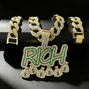 จี้สร้อยคอรูปถุงเงินสีเงินประดับเพชรแบบ Iced Out พร้อมสร้อยคิวบาประดับเพชร สำหรับผู้ที่ชื่นชอบฮิปฮอปและสตรีทแวร์แนวอเมริกัน - Product Image 4