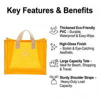 Sac de shopping en vinyle de luxe transparent, pochette imperméable de qualité supérieure pour les essentiels d'été