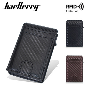 กระเป๋าสตางค์คาร์บอนไฟเบอร์สำหรับผู้ชาย Baellerry ป้องกัน RFID พร้อมช่องใส่บัตรแบบดีดออกอัตโนมัติ สีดำ ขนาด 5 นิ้ว - Product Image 2