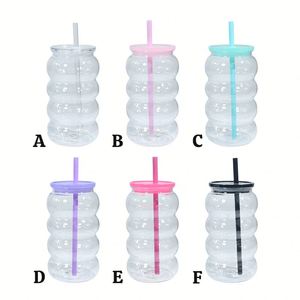 Gobelet Caterpillar en PC transparent de 16 oz avec logo personnalisé, couvercle coloré et paille, isolation thermique pour usage extérieur - Product Image 2
