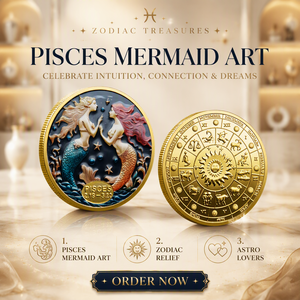Moneda Conmemorativa Chapada en Oro de <span class=keywords><strong>Piscis</strong></span>, Moneda Coleccionable de Astrología con Sirena en Esmalte 3D a Color, Regalo de Cumpleaños para Febrero y Marzo - Product Image 2