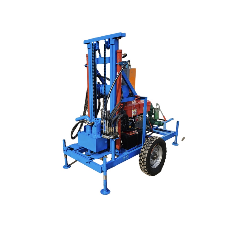 Diesel Small Portable 200m Depth Mine Drilling Rig Machine with Wheels for Water Well