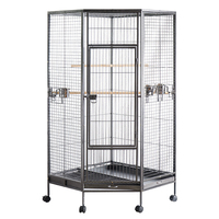 Vente en gros de grandes cages en métal noir pour oiseaux, cage pliante confortable pour oiseaux d'amour avec motif animal, cage à oiseaux en boîte en fer