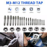 Juego de Machos y Terrajas Podofo de 32 Piezas, Métrico, M3-M12, Herramienta Manual para Roscado, de Alta Calidad, Acero Aleado Integral