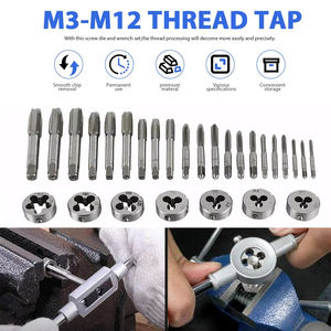 Juego de Machos y Terrajas Podofo de 32 Piezas, Métrico, M3-M12, Herramienta Manual para Roscado, de Alta Calidad, Acero Aleado Integral - Product Image 4