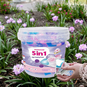 Perles de lessive écologiques 5-en-1 à la fleur de cerisier, parfum longue durée, pack familial, 5 compartiments, enzymes concentrées, 100 unités - Product Image 3