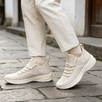 Chaussures de marche pour hommes personnalisées à lacets, style baskets, respirantes, en maille tricotée, à enfiler, décontractées, fabriquées par un fabricant