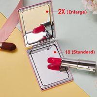 Tas tangan cermin kompak dua sisi merah muda kecil 12 bentuk portabel fesjos Compactos Square saku persegi Miroir