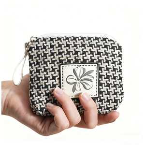 Cute Black and White Checkered <b>Coin</b> Purse Small Zipper Closure Large Capacity Eco-Friendly Fashion Canvas Portable Cosmetic <b>Bag</b> - Product Image 6