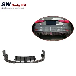 Bộ Khuếch Tán Phía Sau Ánh Sáng Hàng Đầu Bằng Sợi Carbon Cho Audi A3 S3 2017-2020 Bộ Chia Cản Sau Chuyển Đổi Nắp Che Khuếch Tán Môi Trang Trí