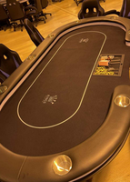 Table de poker de jeu personnalisée de luxe moderne 10 joueurs 2.4m Tables de poker en bois léger LED pour Texas Blackjack