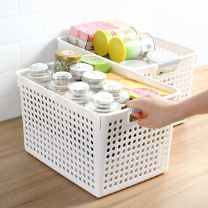 Storage Baskets Rectangle Plastic Bathroom Shower Storage Organizers Eco Friendly Standing Type Small Large Size White Blue - Product Image 2