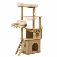 Arbre à chat peu encombrant avec lit pour chat en forme de capsule spatiale, mobilier pratique pour chats d'intérieur