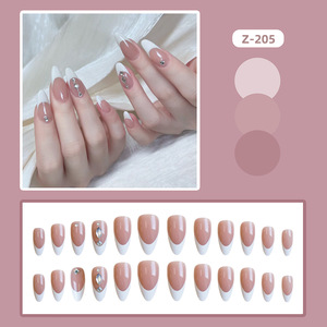 Uñas Postizas de Lujo, Largas y Cuadradas, <span class=keywords><strong>con</strong></span> Punta <span class=keywords><strong>Francesa</strong></span>, Reutilizables, <span class=keywords><strong>con</strong></span> Cristales Rosados y Diamantes de Imitación - Product Image 5