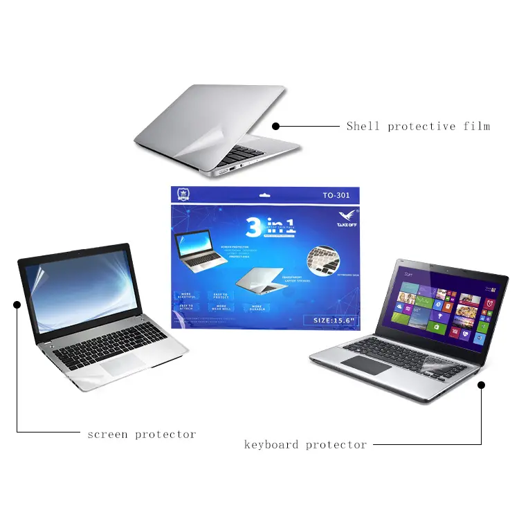 3in1 Laptop Skin Pack:15.6inch Keyboard Protector + laptop skin + screen protector