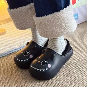 Pantoufles chaudes d'hiver pour femmes, surface en matériau EVA imperméable, motif de dessin animé mignon, pantoufles d'intérieur, pantoufles en coton pour l'intérieur - Product Image 2