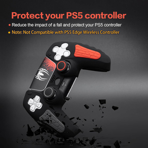 Custodia in silicone nera a tema scimmia mitologica per PS5, kit di protezione per controller di gioco P5, cappucci antiurto per stick con vibrazione, ricambio antiurto - Product Image 4