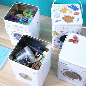 Laundry Detergent <b>Storage</b> <b>Box</b> With Lid Iron <b>Material</b> Foldable Desktop Organizer For Pods And Snacks Multiple Patterns White - Product Image 4