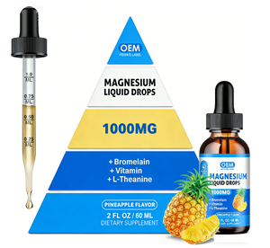 Gouttes liquides de magnésium saveur ananas avec bromélaïne, vitamines et L-théanine favorisant le sommeil, la relaxation, la santé des muscles et des os - Product Image 2