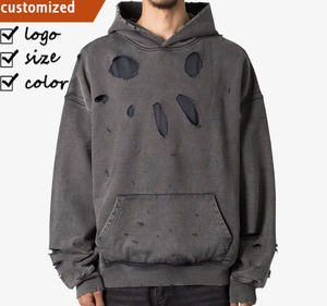 <span class=keywords><strong>Sudadera</strong></span> con Capucha de Estilo Urbano, Lavada al Ácido, 100% Algodón, Vintage, Desgastada, con Logotipo Bordado en 3D Personalizado, Talla Grande para Hombre, Venta al Por Mayor - Product Image 1