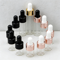 Bouteille compte-gouttes en verre transparent ambré miniature prête à être expédiée, 1 ml, 2 ml, 3 ml, 4 ml, 5 ml, flacon d'échantillon d'huile essentielle pour les voyages
