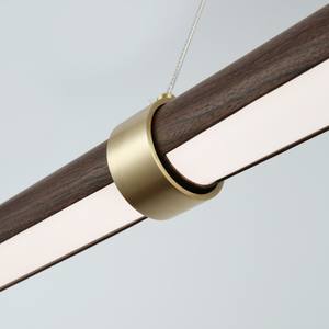 Lámpara de Techo Nórdica de Cobre para Sala de Estar, Diseño de Grano de Madera, Lámpara Colgante Lineal para Restaurante y Sala de Estar - Product Image 4