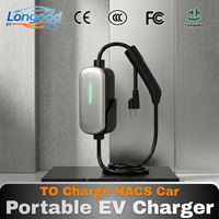 Station de recharge portable pour véhicules électriques LONGOOD NACS AC 120-240V 1.92/3.84/7.6KW Chargeur LED/Wifi/