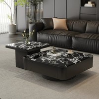 Table basse en pierre de style luxe moderne avec espace de rangement pour salon de maison ou petit appartement
