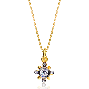 TD Collette Z argento Sterling collana pendente moda con zirconi bianchi accenti oro nero - Product Image 1