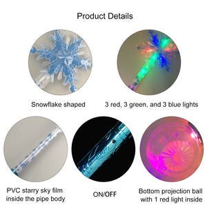 프로모션 LED 장난감 라이트 업 스틱 매직 눈송이 글로우 스틱 크리스마스 새해 파티 장식을위한 3 깜박임 기능 - Product Image 6