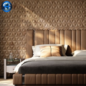Panneau <span class=keywords><strong>mural</strong></span> en bois de caoutchouc 3D 100% bois massif, <span class=keywords><strong>revêtement</strong></span> <span class=keywords><strong>mural</strong></span> décoratif intérieur haut de gamme - Product Image 6