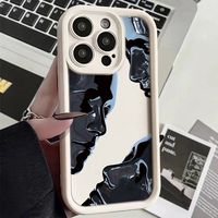 Coque de téléphone portable antichoc en TPU avec motif visage créatif et design d'objectif en forme d'échelle pour iPhone X, XR, XS, 11, 12, 13, 14, 15, 16, 17, 18 Pro Max