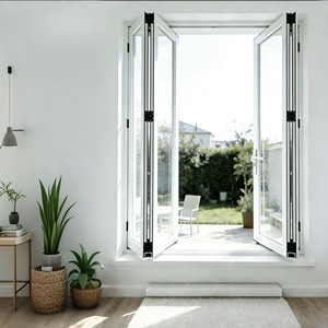 Fenêtre pliante en aluminium imitation <span class=keywords><strong>bois</strong></span>, vitrage pleine vue, pour balcon de villa, taille sur mesure - Product Image 4