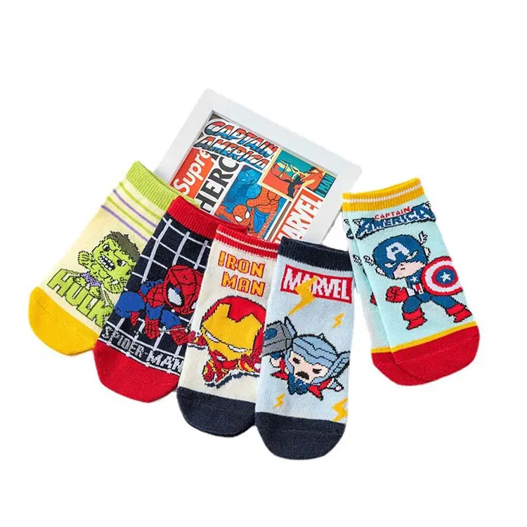 HY- 770 Wholesale Super Hero Socks Kids Comic Cartoon Children Socks Boys Cute Funny Happy Ankle Cotton Socks
