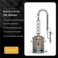 Alambic automatique en cuivre, tour de distillation à 4 étages, équipement de fabrication d'alcool et de spiritueux en cuivre pur et acier inoxydable, 20, 30, 60L