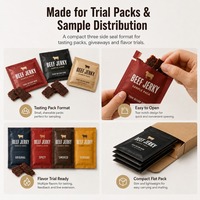 Sachets d'emballage personnalisés à trois soudures latérales pour bœuf séché, petits sachets pour échantillons de viande séchée