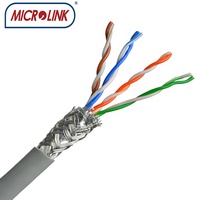 Cable de Red MICROLINK Cat5e SFTP Blindado, 1000 pies, Gris, Sólido, 24AWG 0.51mm, Cobre FOC, Certificado CE/FCC, Revestimiento de PVC, Cable Cat 5 a Granel
