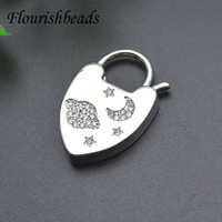 Liontin Berbentuk Hati dengan Lapisan Emas 18K dan Batu CZ Putih, Ukuran 18x25mm, untuk Pembuatan Kalung