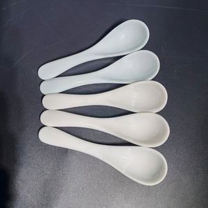 Juego de servir de restaurante chino de mango corto, cuchara de sopa pequeña de melamina, cuchara de sopa de imitación de plástico de cerámica, cuchara de sopa antiquemaduras - Product Image 5