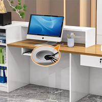 Comptoir de réception pour salon de beauté, bureau d'accueil pour salon de manucure, comptoir de réception SPA, finition marbre et bois, mobilier commercial LED