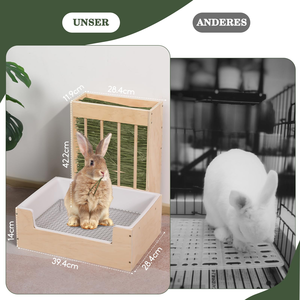 SENNOR büyük 2-in-1 tavşan saman besleyici kum kabı Set ahşap kobay tavşanlar için karışıklık geçirmez tasarım köpekler için çok yönlü - Product Image 4