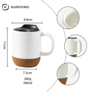 <span class=keywords><strong>Mug</strong></span> en céramique noir mat nordique personnalisé avec base en liège, <span class=keywords><strong>mug</strong></span> à café avec couvercle, fond en liège isolé et couvercle en plastique - Product Image 3