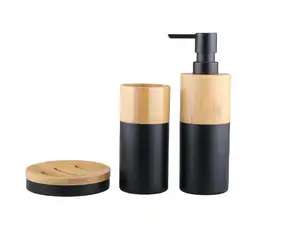wooden bathroom accessories soap dispenser soap dish tumbler tray toilet roll paper holder for hotel home bathroom