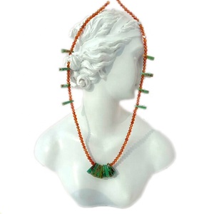 Collier en argent Sterling 925 naturel <span class=keywords><strong>bleu</strong></span> Turquoise Orange mandarin <span class=keywords><strong>grenat</strong></span> - Product Image 1