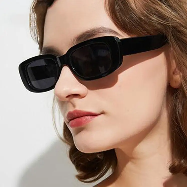 Gafas de sol rectangulares con bisagra de plástico para mujer, anteojos de sol pequeños con montura cuadrada, Retro, Vintage, 90s, UV400