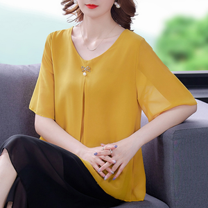 Nuove <span class=keywords><strong>Magliette</strong></span> Eleganti da <span class=keywords><strong>Donna</strong></span>, T-Shirt a Maniche Corte, Bluse in Chiffon Taglie Forti - Product Image 1