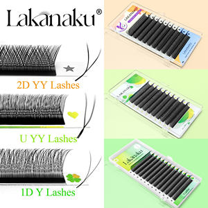 Extensions de <span class=keywords><strong>cils</strong></span> en gros C D L <span class=keywords><strong>M</strong></span> 3D 4D 5D Clover Lash faites à la main, noir mat, en plateau YY, souples en forme de U et de W, avec logo personnalisé - Product Image 2