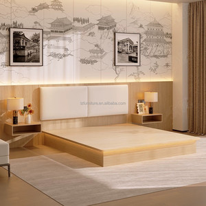 Fabricante OEM de Conjuntos de Dormitorio Comerciales para Hoteles, Estructura de Cama King/Queen de MDF a Precio Accesible con Mesitas de Noche y Cabecera - Product Image 6