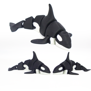Modèle de orca noir et blanc imprimé en 3D, décoration de bureau créative avec membres mobiles, ornement animal - Product Image 4